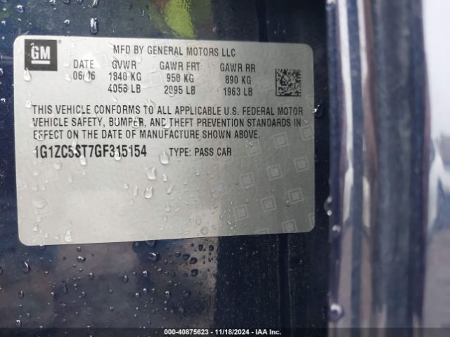 Photo 8 VIN: 1G1ZC5ST7GF315154 - CHEVROLET MALIBU 