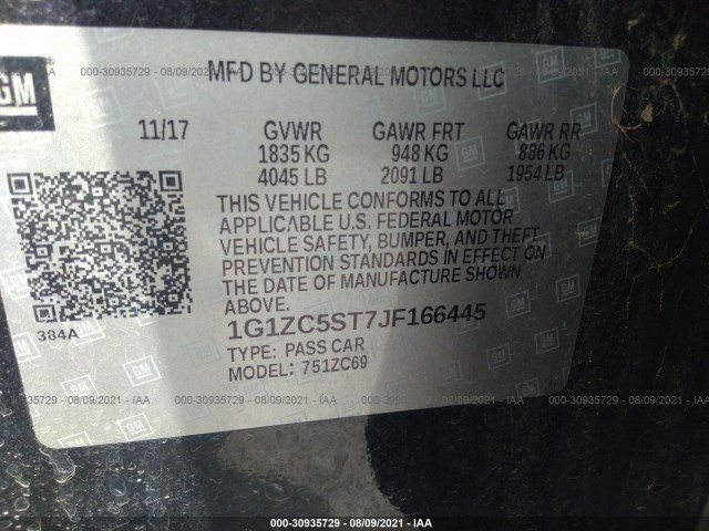 Photo 8 VIN: 1G1ZC5ST7JF166445 - CHEVROLET MALIBU 