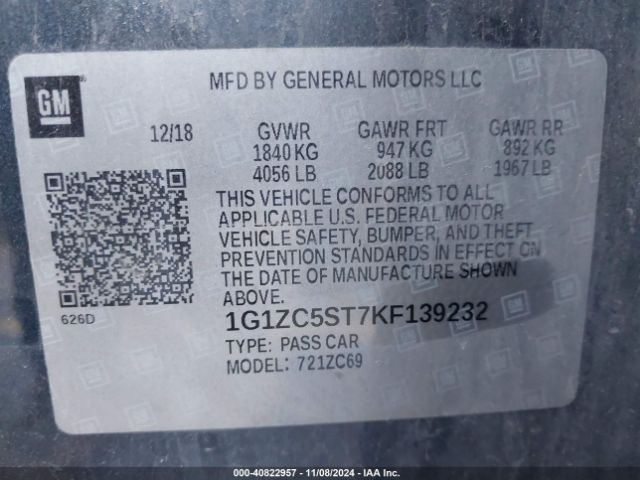 Photo 8 VIN: 1G1ZC5ST7KF139232 - CHEVROLET MALIBU 