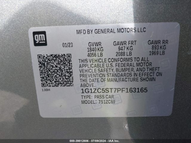 Photo 8 VIN: 1G1ZC5ST7PF163165 - CHEVROLET MALIBU 