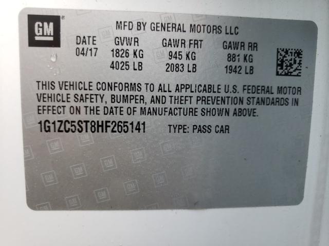 Photo 9 VIN: 1G1ZC5ST8HF265141 - CHEVROLET MALIBU LS 