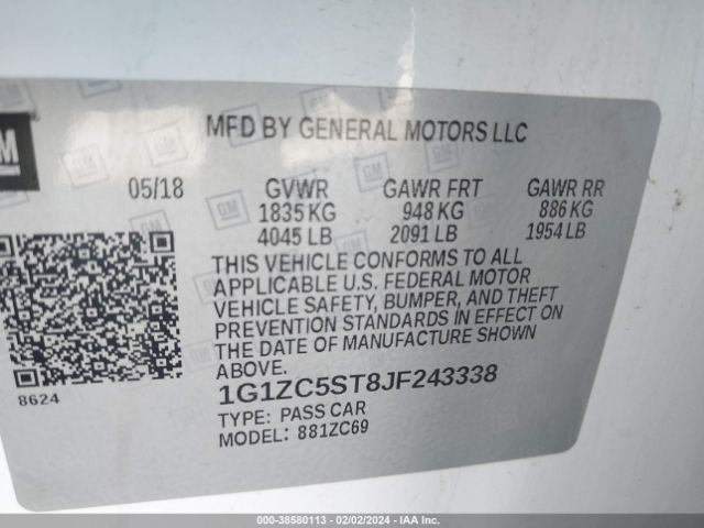 Photo 8 VIN: 1G1ZC5ST8JF243338 - CHEVROLET MALIBU 