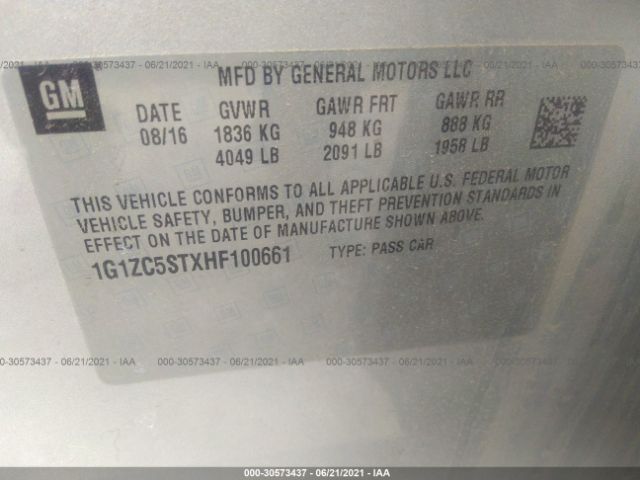 Photo 8 VIN: 1G1ZC5STXHF100661 - CHEVROLET MALIBU 