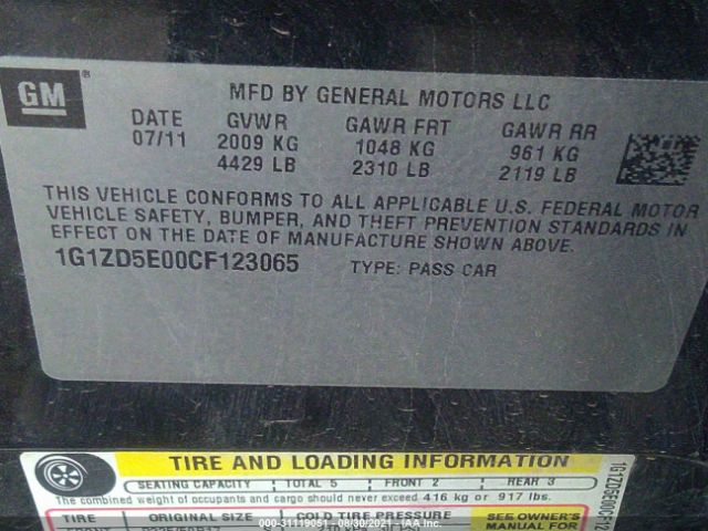 Photo 8 VIN: 1G1ZD5E00CF123065 - CHEVROLET MALIBU 