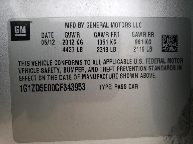 Photo 9 VIN: 1G1ZD5E00CF343953 - CHEVROLET MALIBU 2LT 