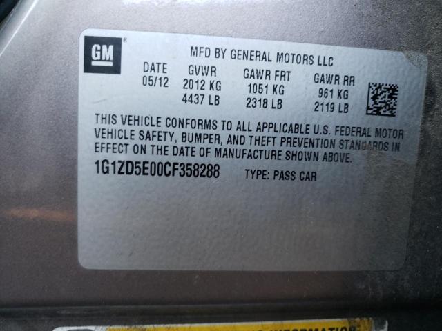 Photo 9 VIN: 1G1ZD5E00CF358288 - CHEVROLET MALIBU 2LT 