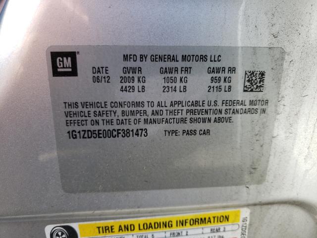 Photo 9 VIN: 1G1ZD5E00CF381473 - CHEVROLET MALIBU 2LT 