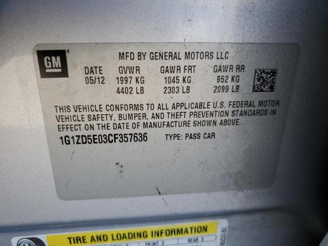 Photo 11 VIN: 1G1ZD5E03CF357636 - CHEVROLET MALIBU 2LT 