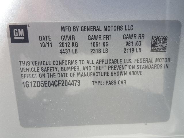 Photo 9 VIN: 1G1ZD5E04CF204473 - CHEVROLET MALIBU 2LT 