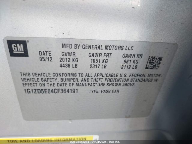 Photo 8 VIN: 1G1ZD5E04CF364191 - CHEVROLET MALIBU 