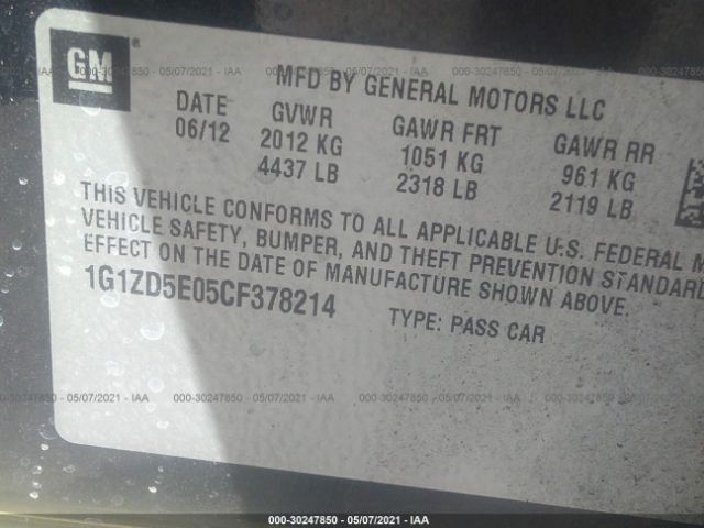 Photo 8 VIN: 1G1ZD5E05CF378214 - CHEVROLET MALIBU 