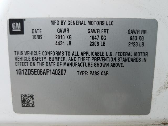 Photo 9 VIN: 1G1ZD5E06AF140207 - CHEVROLET MALIBU 2LT 