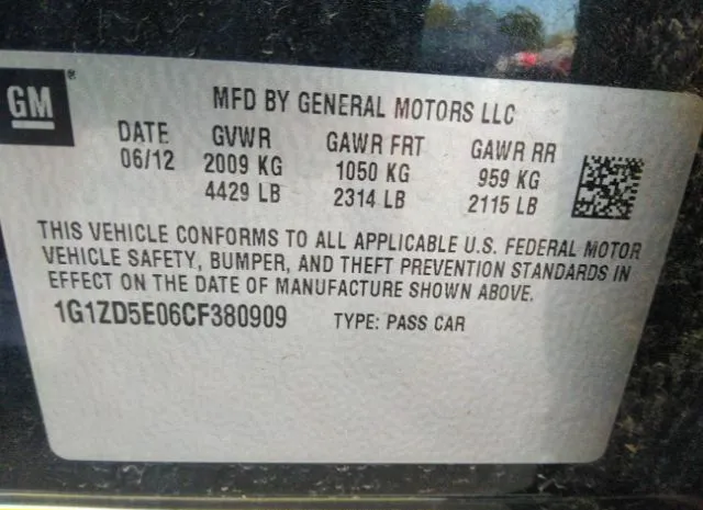 Photo 8 VIN: 1G1ZD5E06CF380909 - CHEVROLET MALIBU 