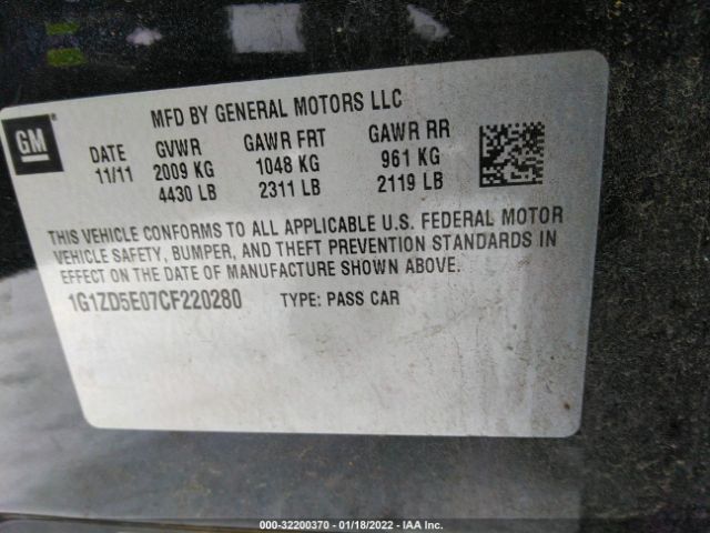 Photo 8 VIN: 1G1ZD5E07CF220280 - CHEVROLET MALIBU 