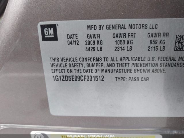 Photo 8 VIN: 1G1ZD5E09CF331512 - CHEVROLET MALIBU 