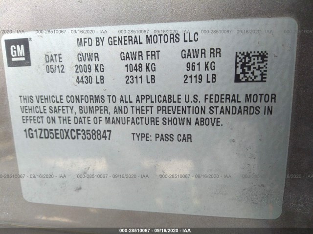 Photo 8 VIN: 1G1ZD5E0XCF358847 - CHEVROLET MALIBU 