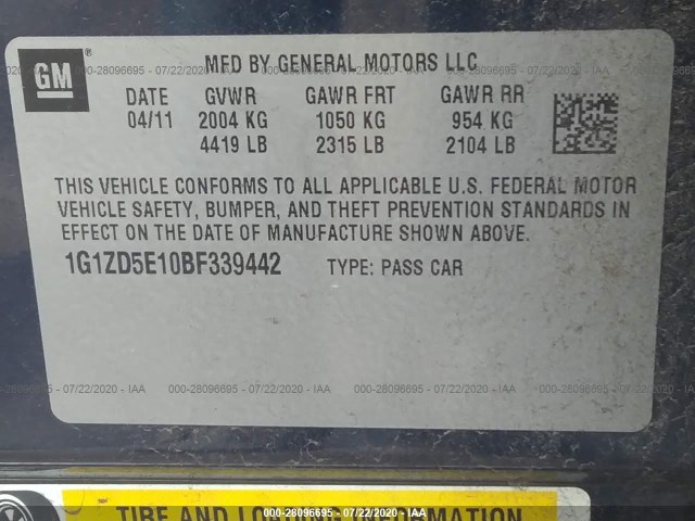 Photo 8 VIN: 1G1ZD5E10BF339442 - CHEVROLET MALIBU 