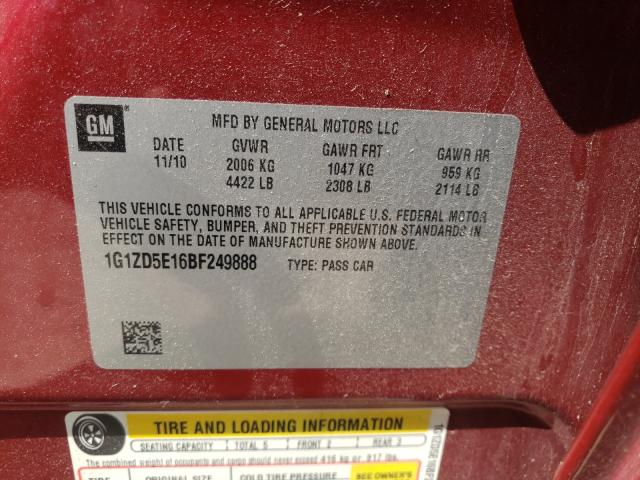 Photo 9 VIN: 1G1ZD5E16BF249888 - CHEVROLET MALIBU 2LT 