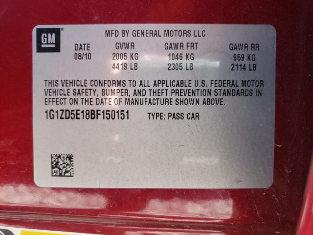 Photo 9 VIN: 1G1ZD5E18BF150151 - CHEVROLET MALIBU 2LT 