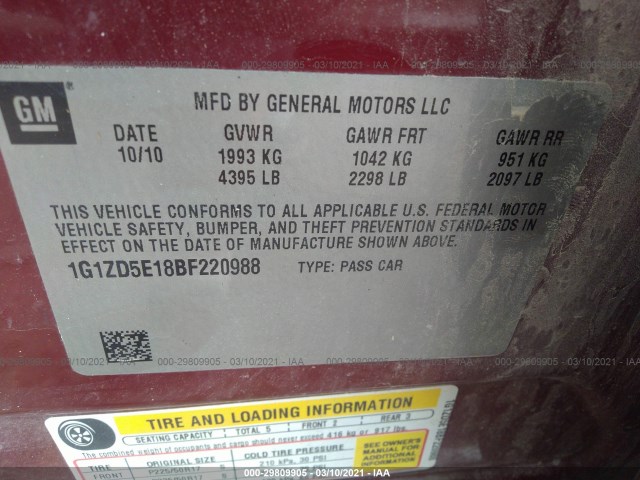 Photo 8 VIN: 1G1ZD5E18BF220988 - CHEVROLET MALIBU 