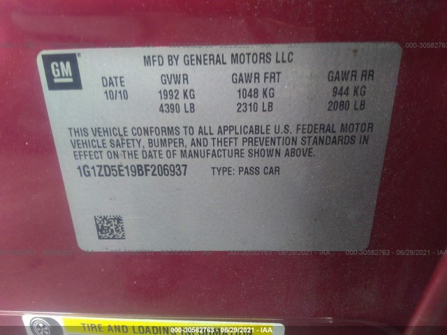 Photo 8 VIN: 1G1ZD5E19BF206937 - CHEVROLET MALIBU 