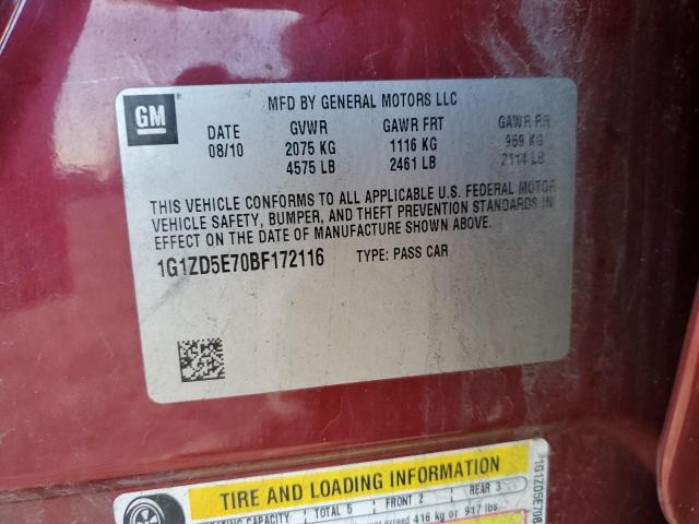 Photo 11 VIN: 1G1ZD5E70BF172116 - CHEVROLET MALIBU 2LT 