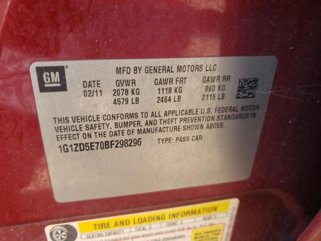 Photo 9 VIN: 1G1ZD5E70BF298296 - CHEVROLET MALIBU 2LT 