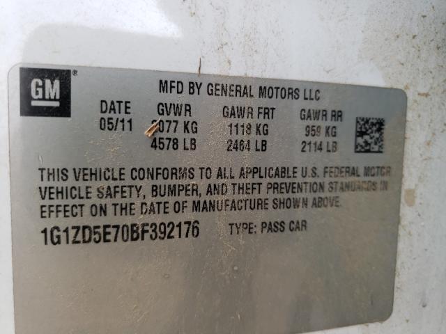 Photo 9 VIN: 1G1ZD5E70BF392176 - CHEVROLET MALIBU 2LT 