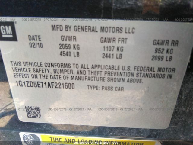 Photo 8 VIN: 1G1ZD5E71AF221600 - CHEVROLET MALIBU 