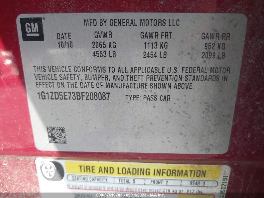 Photo 8 VIN: 1G1ZD5E73BF208087 - CHEVROLET MALIBU 