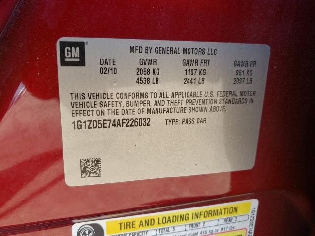 Photo 9 VIN: 1G1ZD5E74AF226032 - CHEVROLET MALIBU 2LT 