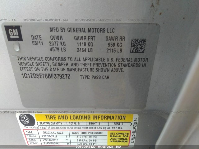 Photo 8 VIN: 1G1ZD5E78BF379272 - CHEVROLET MALIBU 