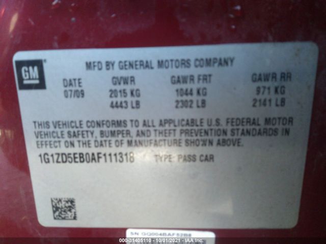 Photo 8 VIN: 1G1ZD5EB0AF111318 - CHEVROLET MALIBU 