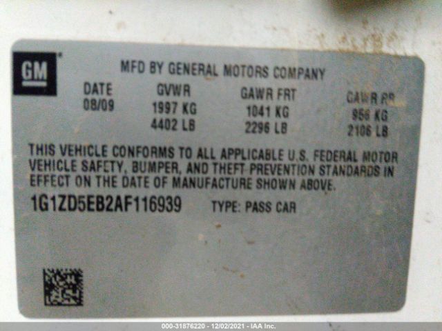 Photo 8 VIN: 1G1ZD5EB2AF116939 - CHEVROLET MALIBU 