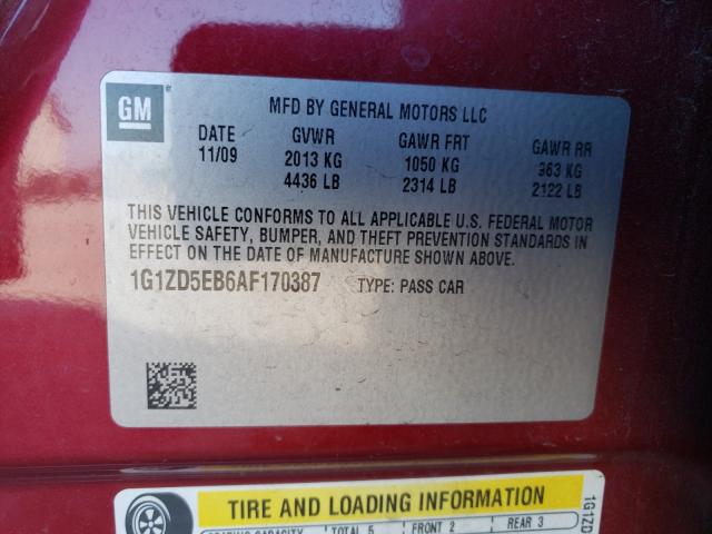 Photo 9 VIN: 1G1ZD5EB6AF170387 - CHEVROLET MALIBU 2LT 