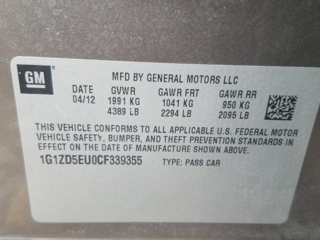 Photo 9 VIN: 1G1ZD5EU0CF339355 - CHEVROLET MALIBU 2LT 