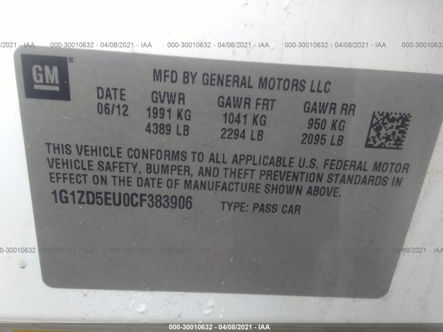 Photo 8 VIN: 1G1ZD5EU0CF383906 - CHEVROLET MALIBU 