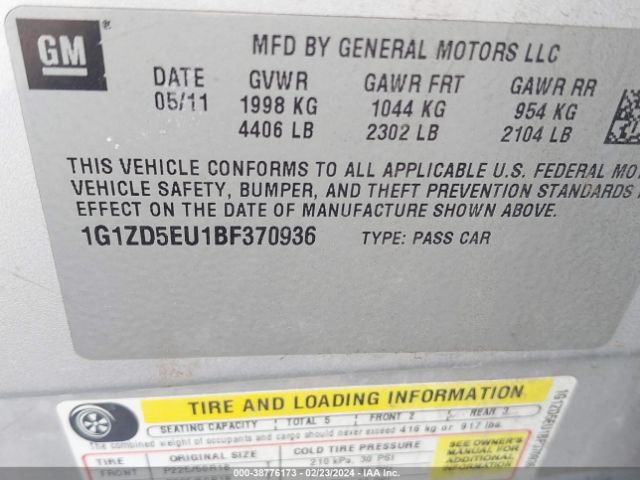 Photo 8 VIN: 1G1ZD5EU1BF370936 - CHEVROLET MALIBU 