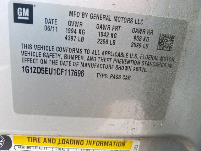 Photo 9 VIN: 1G1ZD5EU1CF117696 - CHEVROLET MALIBU 2LT 