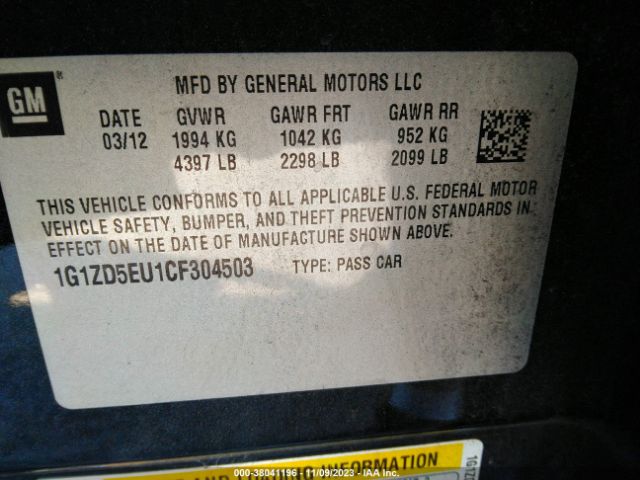 Photo 8 VIN: 1G1ZD5EU1CF304503 - CHEVROLET MALIBU 