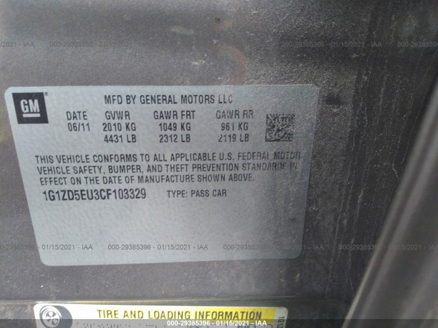 Photo 8 VIN: 1G1ZD5EU3CF103329 - CHEVROLET MALIBU 