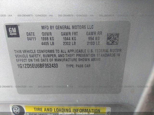 Photo 8 VIN: 1G1ZD5EU6BF352433 - CHEVROLET MALIBU 