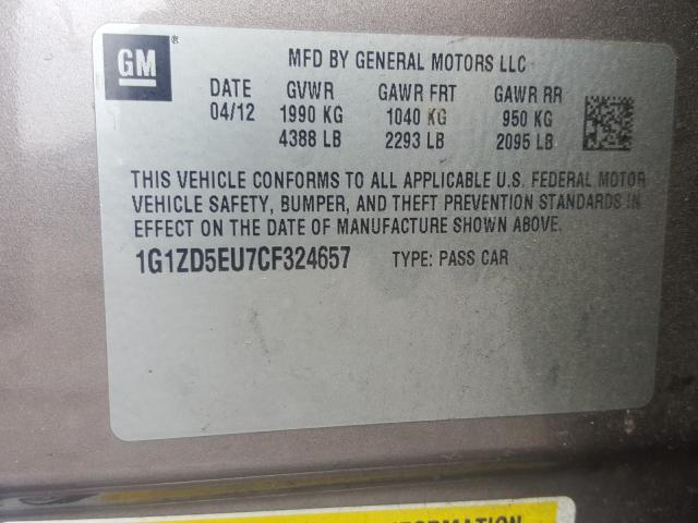 Photo 9 VIN: 1G1ZD5EU7CF324657 - CHEVROLET MALIBU 2LT 