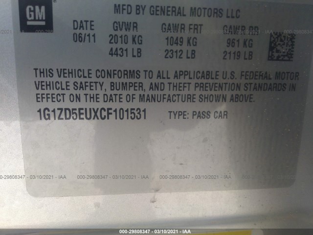 Photo 8 VIN: 1G1ZD5EUXCF101531 - CHEVROLET MALIBU 