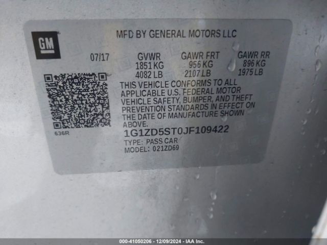 Photo 8 VIN: 1G1ZD5ST0JF109422 - CHEVROLET MALIBU 