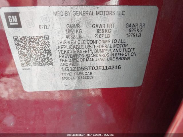 Photo 8 VIN: 1G1ZD5ST0JF114216 - CHEVROLET MALIBU 