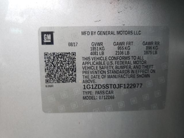 Photo 11 VIN: 1G1ZD5ST0JF122977 - CHEVROLET MALIBU LT 