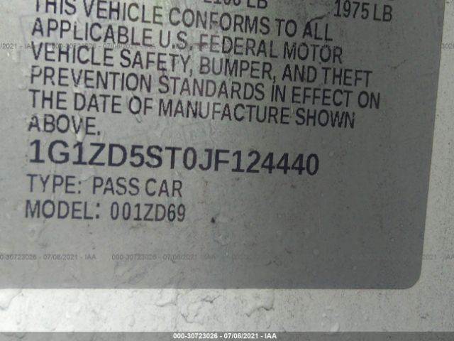 Photo 8 VIN: 1G1ZD5ST0JF124440 - CHEVROLET MALIBU 