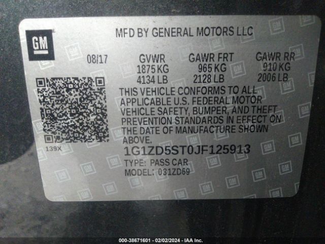 Photo 8 VIN: 1G1ZD5ST0JF125913 - CHEVROLET MALIBU 