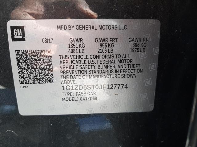 Photo 9 VIN: 1G1ZD5ST0JF127774 - CHEVROLET MALIBU LT 